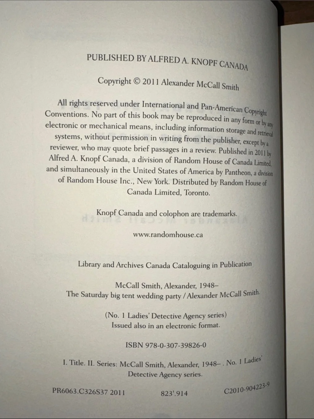 The Saturday Big Tent Wedding Party by Alexander McCall Smith hardcover - Picture 7 of 11